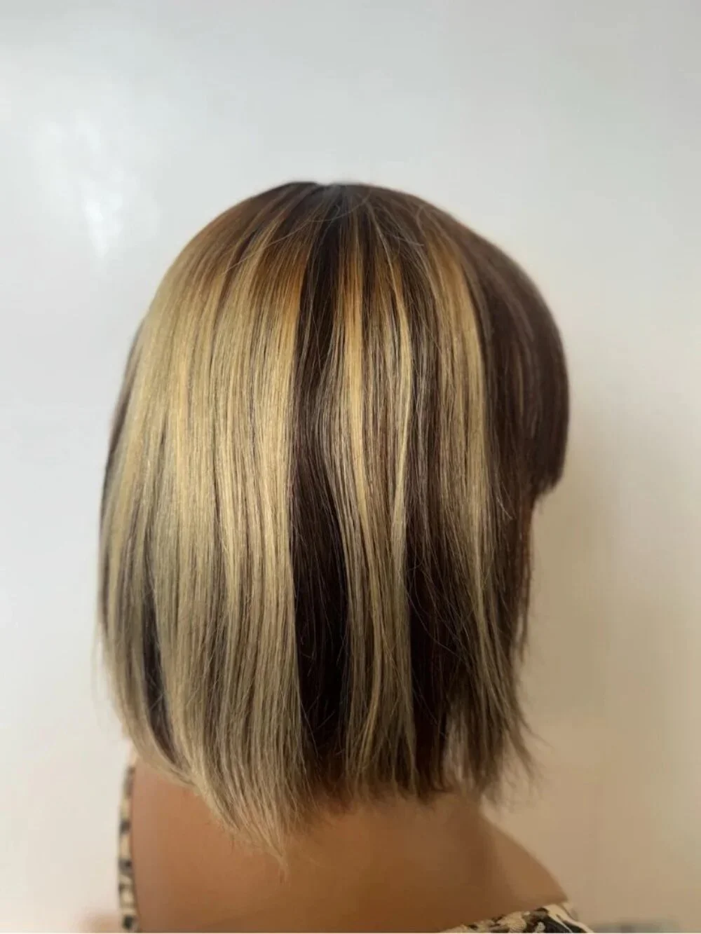 100% Human Hair Bob Wig with Blonde Highlights | Lace Front | Layered Short Wig
